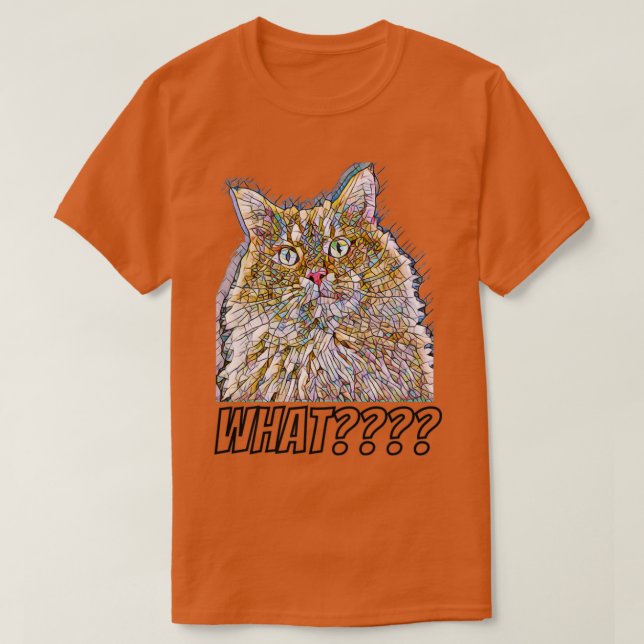 An image of a cat with a surprised look in a mosai T-Shirt (Design Front)