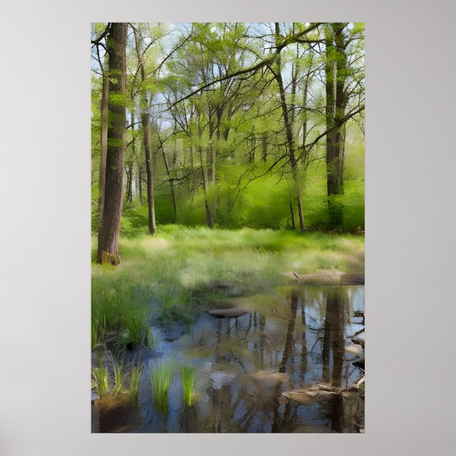 An image of a forest landscape in a swamp poster (Front)