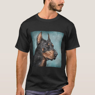An Impressive Black And Gold Doberman Pinscher On T-Shirt