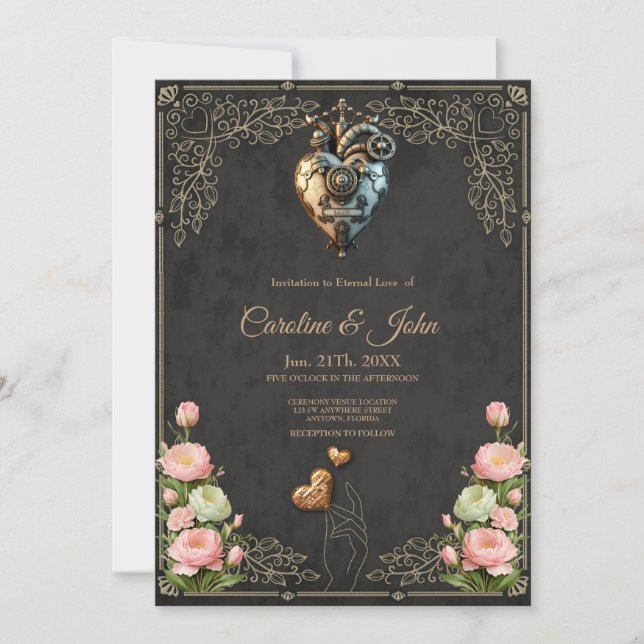  An impressive steampunk heart  Invitation (Front)