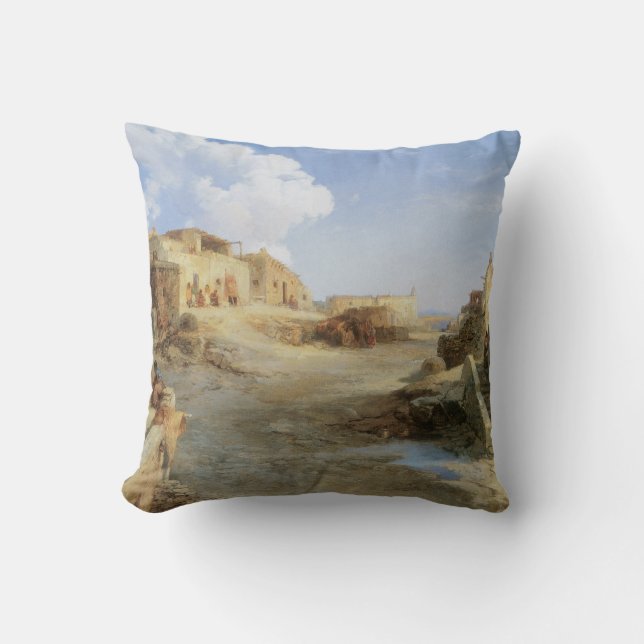 An Indian Pueblo, Laguna, New Mexico by Moran Cushion (Front)