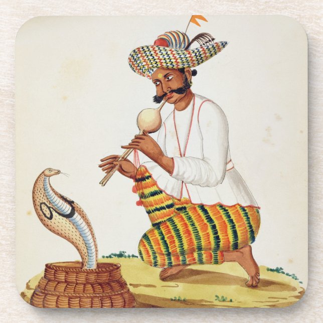 An Indian Snake Charmer with a Cobra, from a Frenc Coaster (Front)