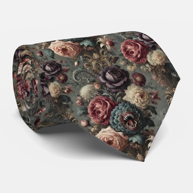 🩸 An Intimidating Bloom – Gothic Victorian Tie (Rolled)