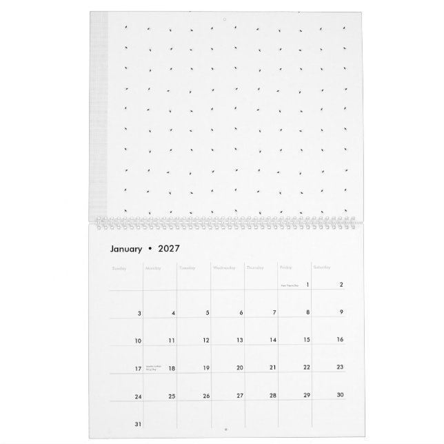 An intricate black and white floral design set aga calendar (Jan 2027)