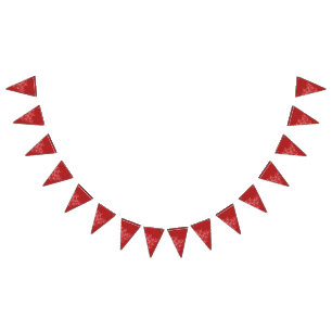 An intricate design of red and brown patterns, ele bunting