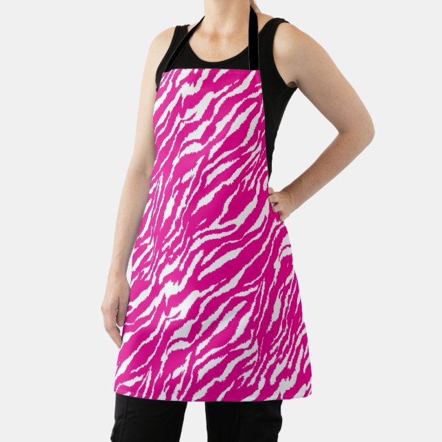 An intricate floral pattern in pink and white, art apron (Insitu)