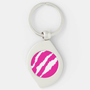 An intricate floral pattern in pink and white, art key ring