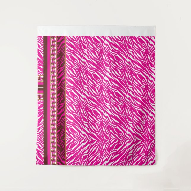 An intricate floral pattern in pink and white, art tapestry (Front)