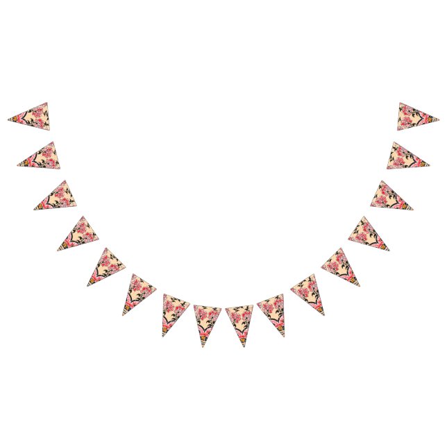 An intricate oriental pattern featuring vibrant re bunting  (All)