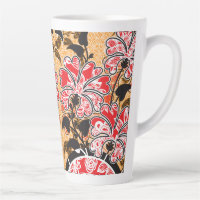 An intricate oriental pattern featuring vibrant re