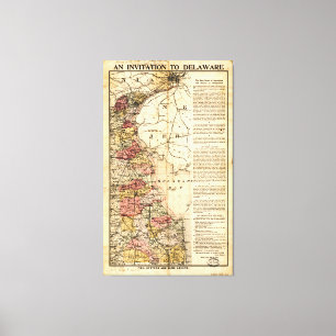 "An Invitation to Delaware" Map (1903) Canvas Print
