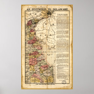 "An Invitation to Delaware" Map (1903) Poster