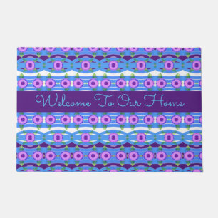 An Inviting Blue and Purple Patterned Door Mat