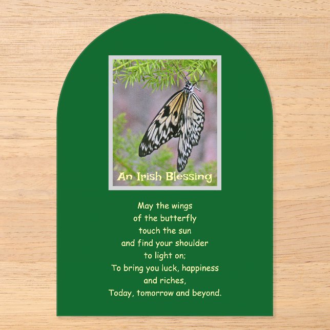 An Irish Blessing With Butterfly Irish Greetings Acrylic Invitations (Front)