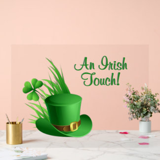 An Irish Touch Leprechaun Clove Hat in Grass Acrylic Sign