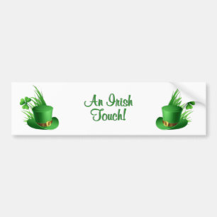An Irish Touch Leprechaun Clove Hat in Grass Bumper Sticker