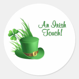 An Irish Touch Leprechaun Clove Hat in Grass Classic Round Sticker