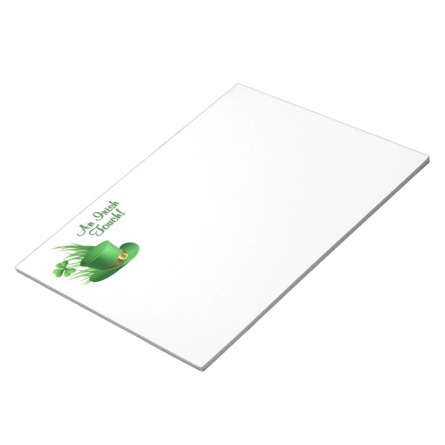 An Irish Touch Leprechaun Clove Hat in Grass Notepad (Angled)