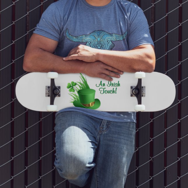 An Irish Touch Leprechaun Clove Hat in Grass Skateboard (Outdoor 3)