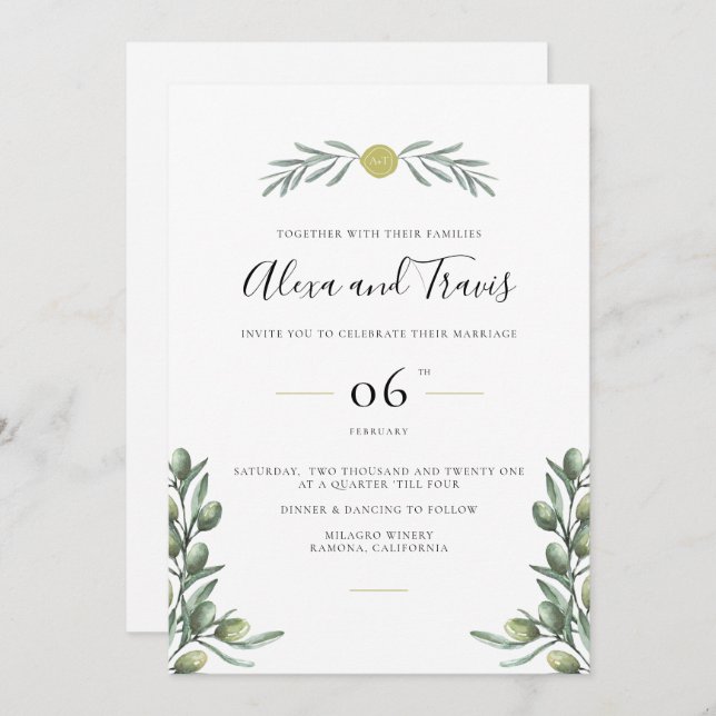 An Italian Garden Wedding Invitation (Front/Back)