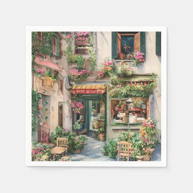 An Italian Street Scene Ephemera Design Series 24 Napkin (Front)