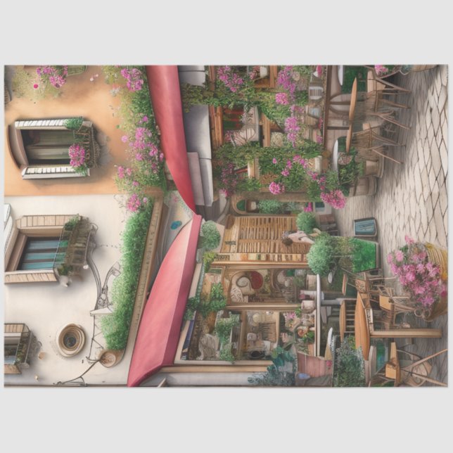 An Italian Street Scene Ephemera Design Series 6 Tissue Paper (Front)