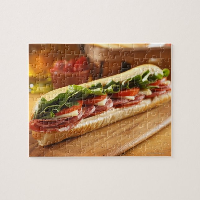An Italian sub sandwich with 2 Jigsaw Puzzle (Horizontal)