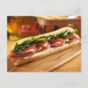 An Italian sub sandwich with 2 Postcard