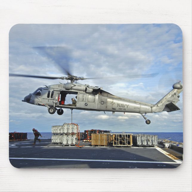 An MH-60S Seahawk prepares to deliver ammunitio Mouse Pad (Front)