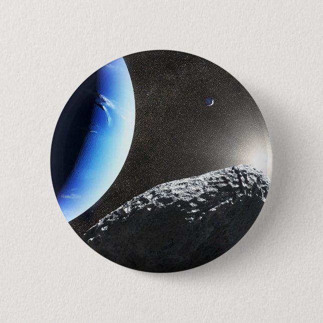 An Neptune's Tiny Moon Hippocamp. 6 Cm Round Badge (Front)