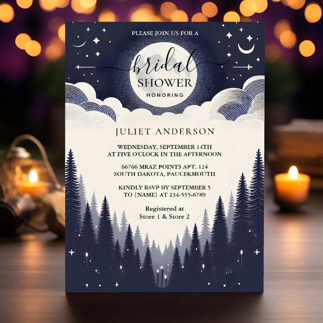 An Night Sunset Moon Cloud Twilight Bridal Shower Invitation (Creator Uploaded)