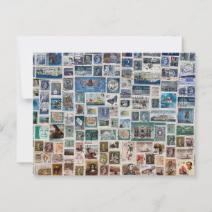 An Ocean of Stamps - Stamp Collection Collage  Postcard
