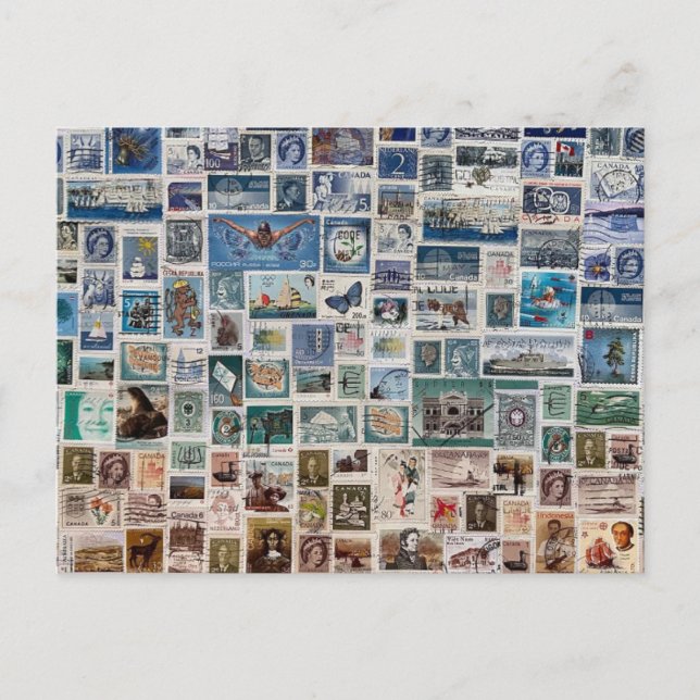 An Ocean of Stamps - Stamp Collection Collage  Postcard (Front)