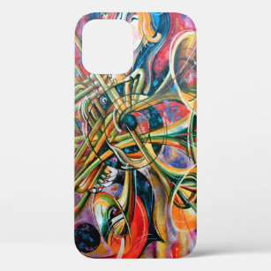 An oil painting on canvas. Music, the girl plays m iPhone 12 Case
