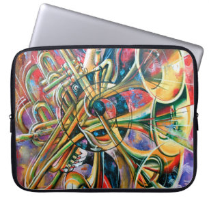 An oil painting on canvas. Music, the girl plays m Laptop Sleeve