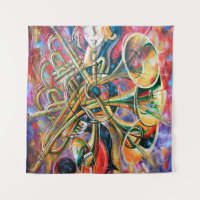 An oil painting on canvas. Music, the girl plays m