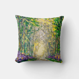 An oil painting on canvas of a seasonal landscape  cushion