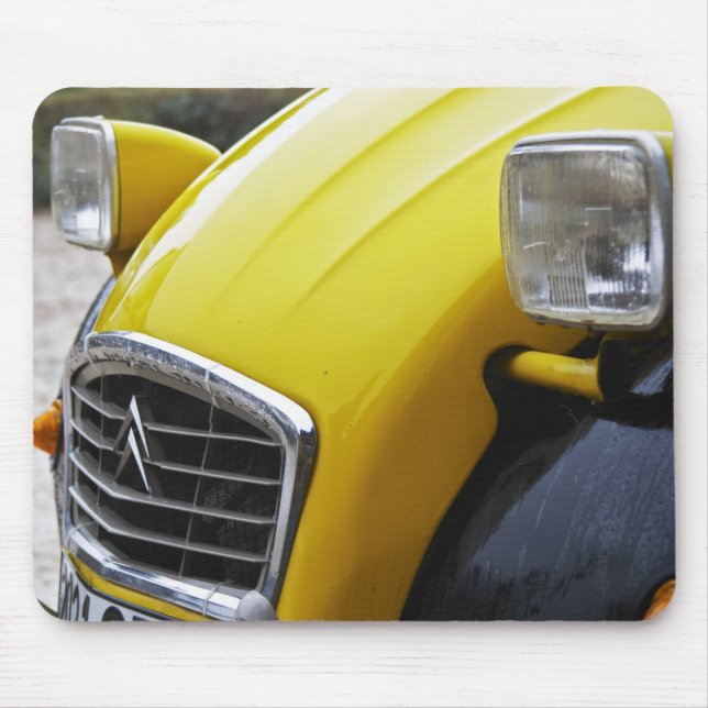 An old black and yellow Citroen 2CV 2 CV, detail Mouse Pad (Front)