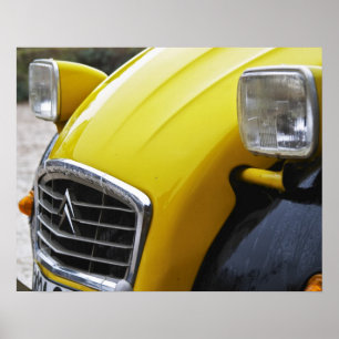 An old black and yellow Citroen 2CV 2 CV, detail Poster