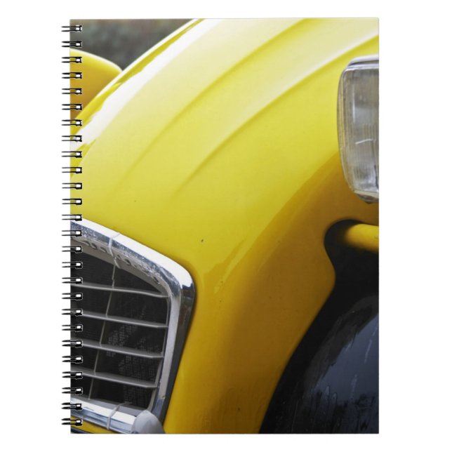 An old black and yellow Citroen 2CV 2 CV, detail Spiral Notebook (Front)
