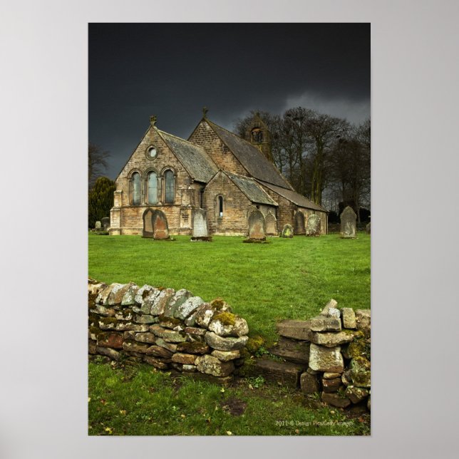 An Old Church Under A Dark Sky Poster (Front)