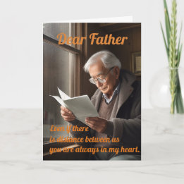 An Old Father Reading a Letter Greeting Card