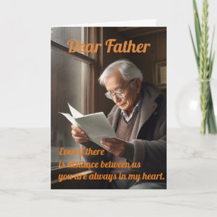 An Old Father Reading a Letter Greeting Card