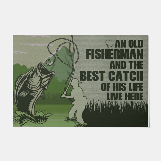 An Old Fisherman And The Best Catch Of His Life Doormat (Front)