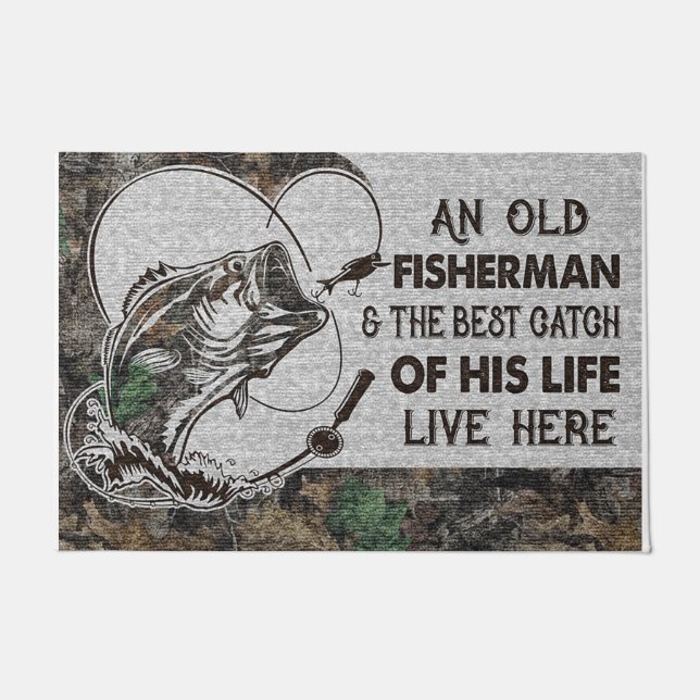 An Old Fisherman and The Best Catch of His Life  Doormat (Front)