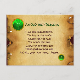 An Old Irish Blessing For Luck Parchment Postcard