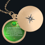 An Old Irish Blessing Gold Plated Necklace<br><div class="desc">Elegant , unique gold celtic jewel with an emerald gem stone and shamrock inset with an ancient irish prayer inside for Saint Paddy's Day (, St. Patty ). Vibrant 3D gemstones and very accurated design, 3D modelling and rendering by Bulgan Lumini (c).Part from series Hyper Talismans. .An elegant and classic...</div>