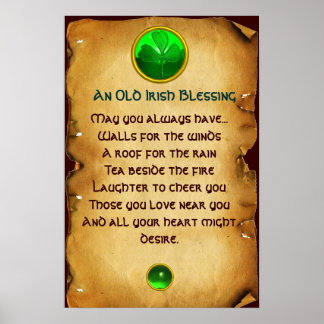 An Old Irish Blessing Parchment for Luck Poster