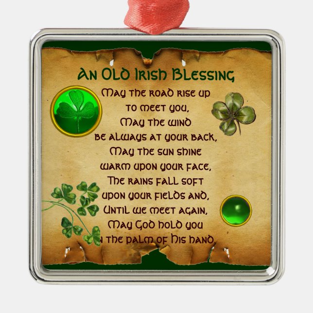 An Old Irish Blessing Parchment Metal Tree Decoration (Front)