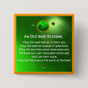 An Old Irish Blessing Shamrock 15 Cm Square Badge